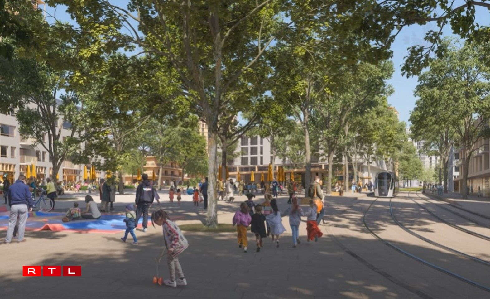 La place du Kuebebierg, élément central du quartier.