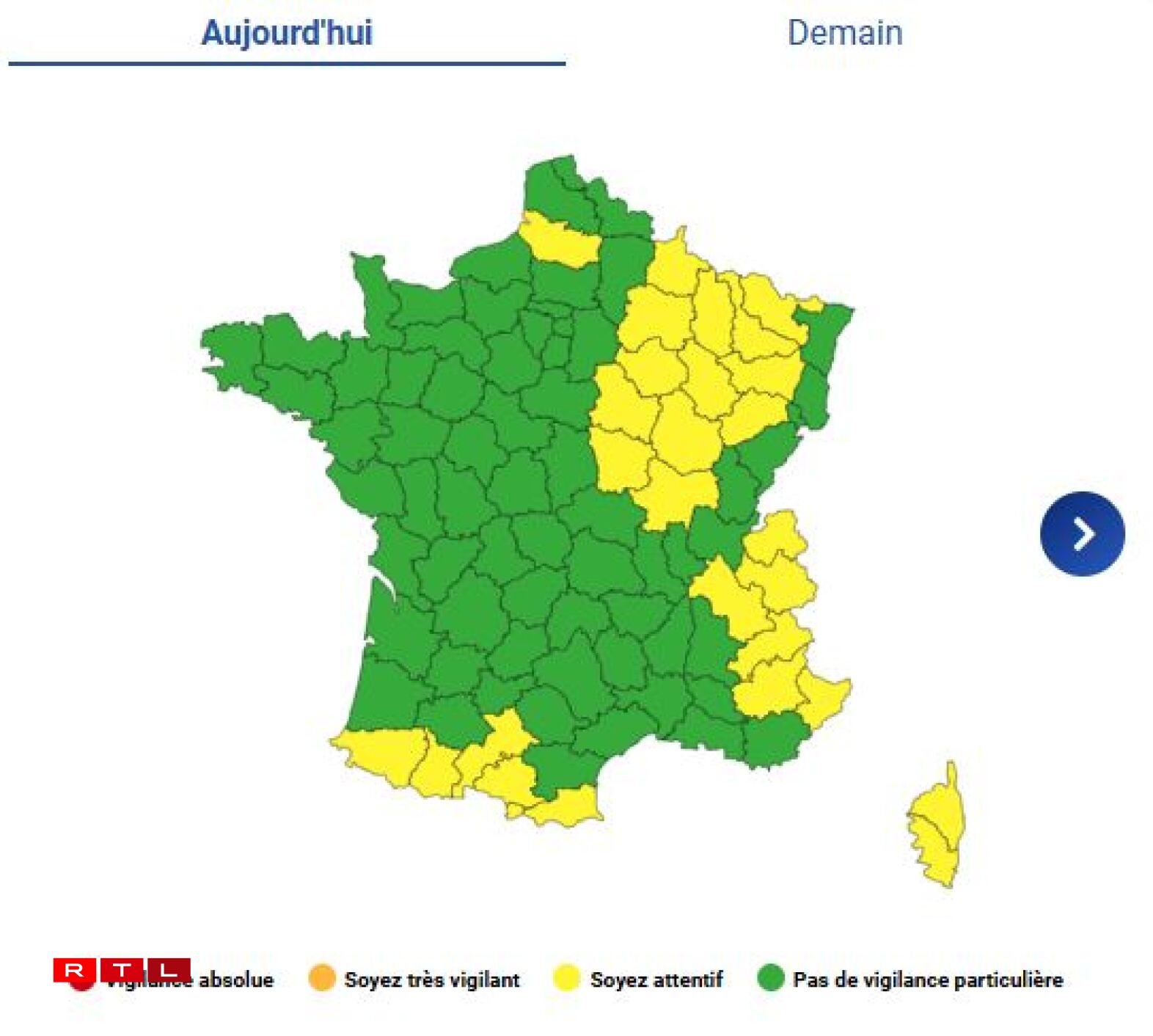 Les vigilances actives en France le jeudi 13 mars 2025