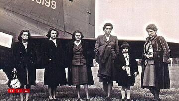 From left to right: Princesses Editha, Hilda, Gabrielle, Irmingard, and Sophie with Countess Paula von Bellegarde. The image was taken shortly before the princesses left Augsbourg for Luxembourg in May 1945.