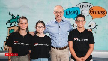 De Luc Frieden vun der CSV gouf vun de Kannerreporter Zoé, Ivan a Julie interviewt.