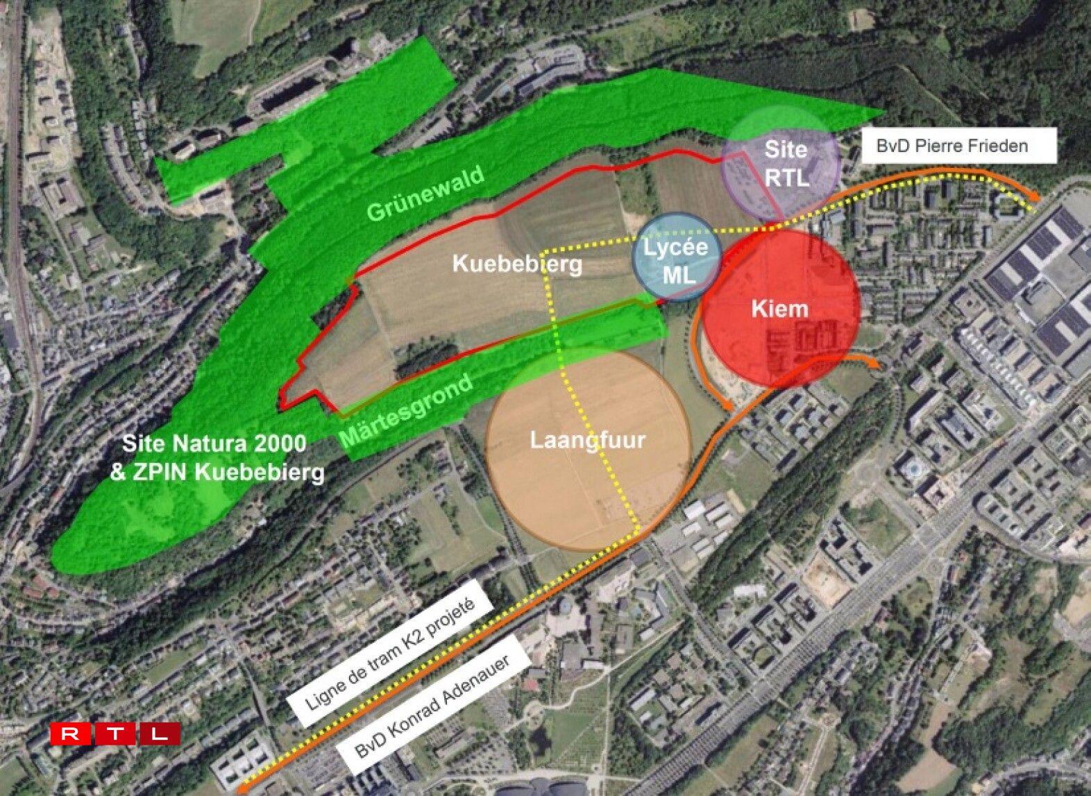 Le site, très étendu, sera situé proche de RTL, de la Luxexpo et doit être desservi par la future ligne de tram.