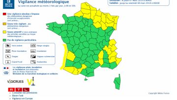 Plusieurs départements ont été placés en vigilance jaune jeudi.