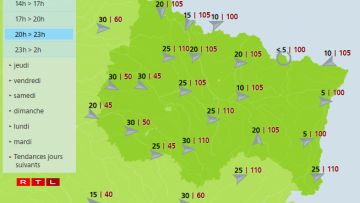 Les prévisions pour vendredi après-midi.