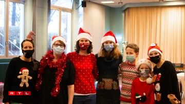 (Left to right) The Helpers - Victoria, Katy, Amy, Rosie, William, Sebastian and Georgina