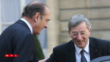 Jean-Claude Juncker en visite à l'Élysée pour rencontrer Jacques Chirac en 2007.