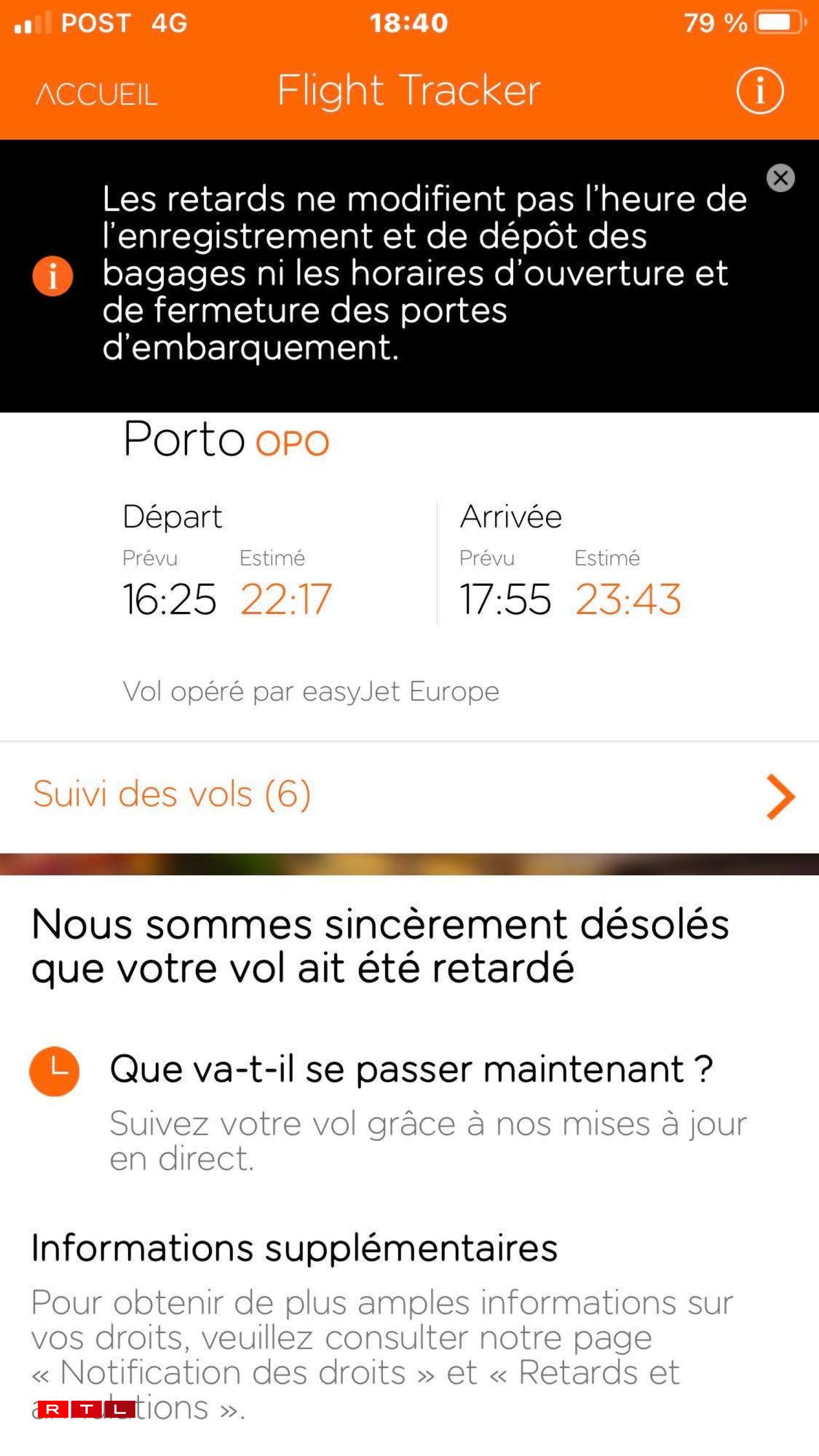 Des captures d'écran qui nous ont été transmises par un passager concerné le 6 août 2022