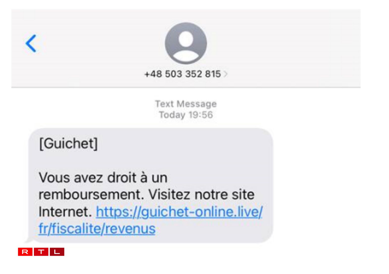 An example of a message you may receive. Do not click on these links.