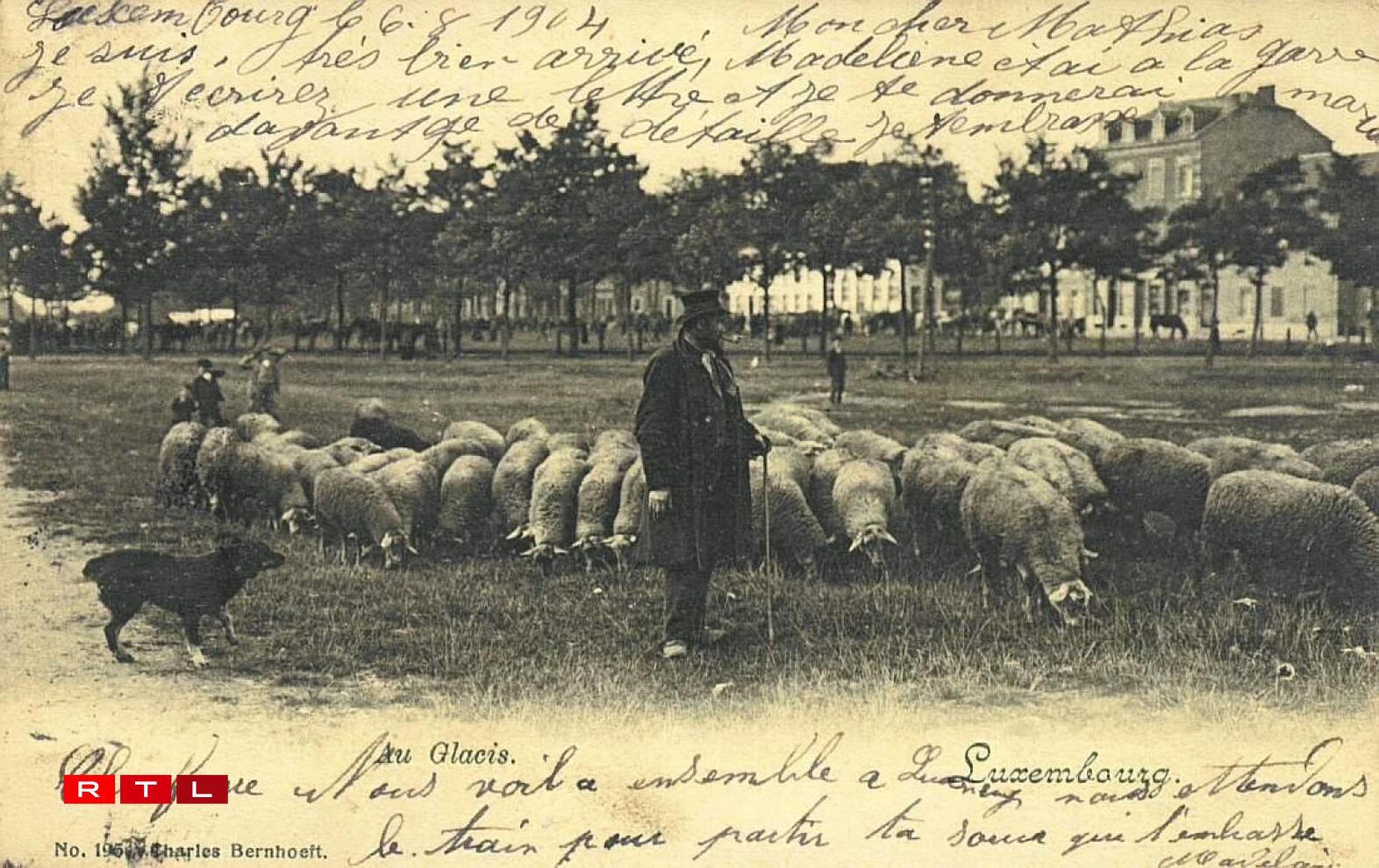 En Trapp Schof um Glacis ëm 1900.