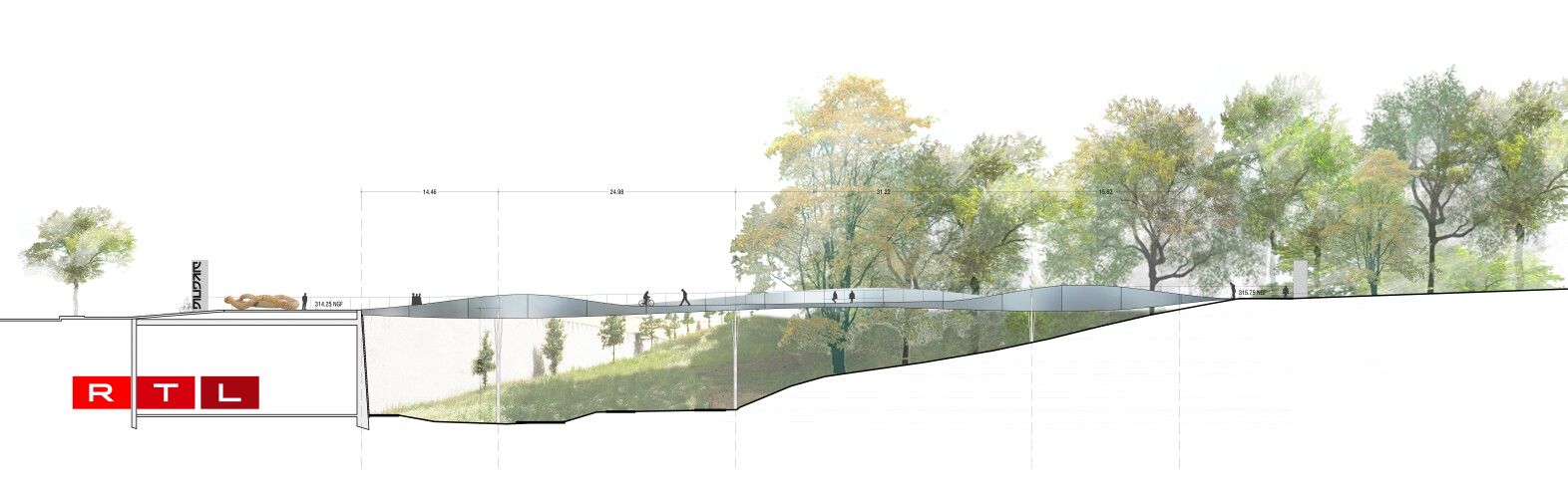 1er prix Passerelle Kirchberg profil en long