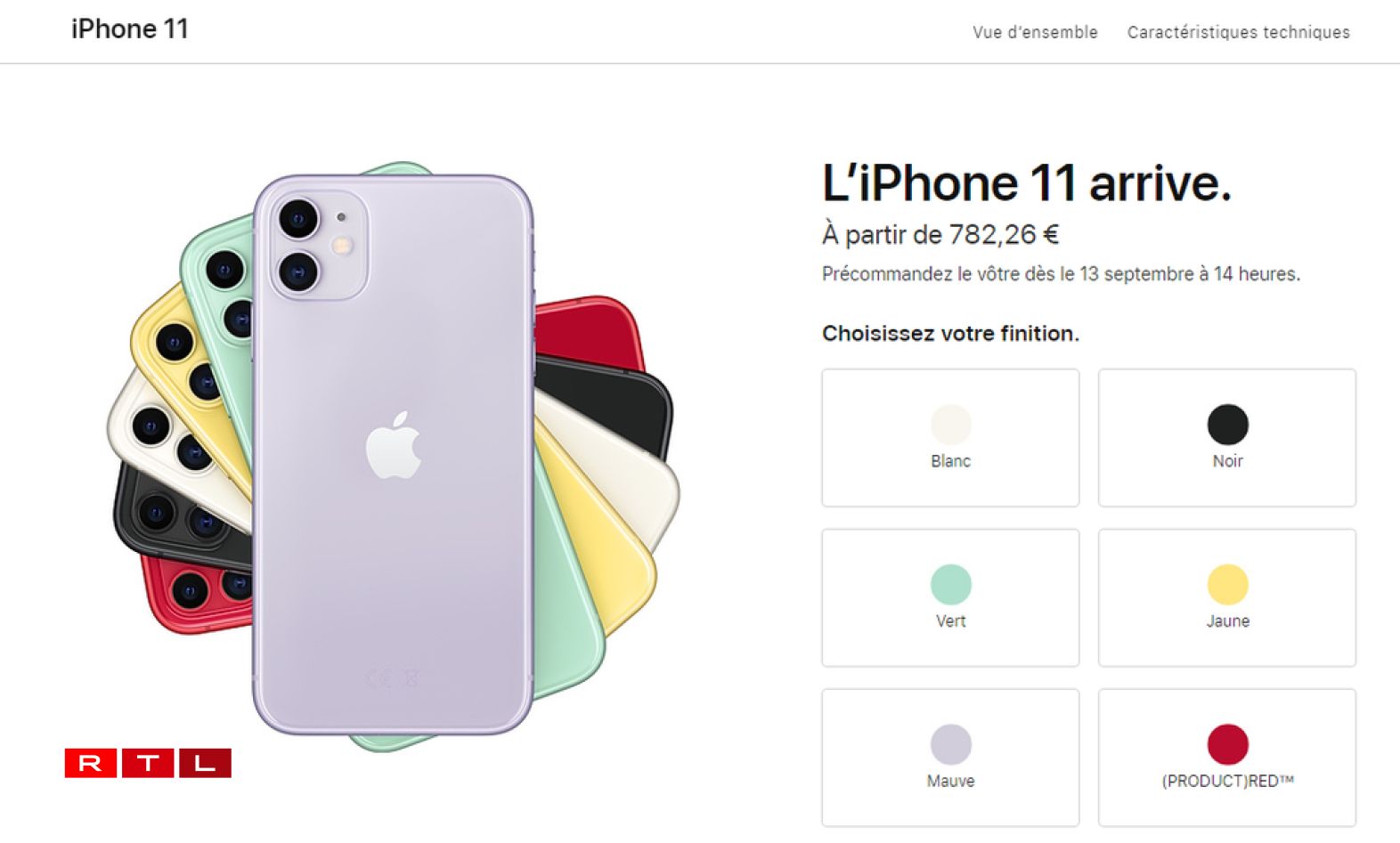 Le prix affiché sur le store Apple Luxembourg pour l'iPhone 11