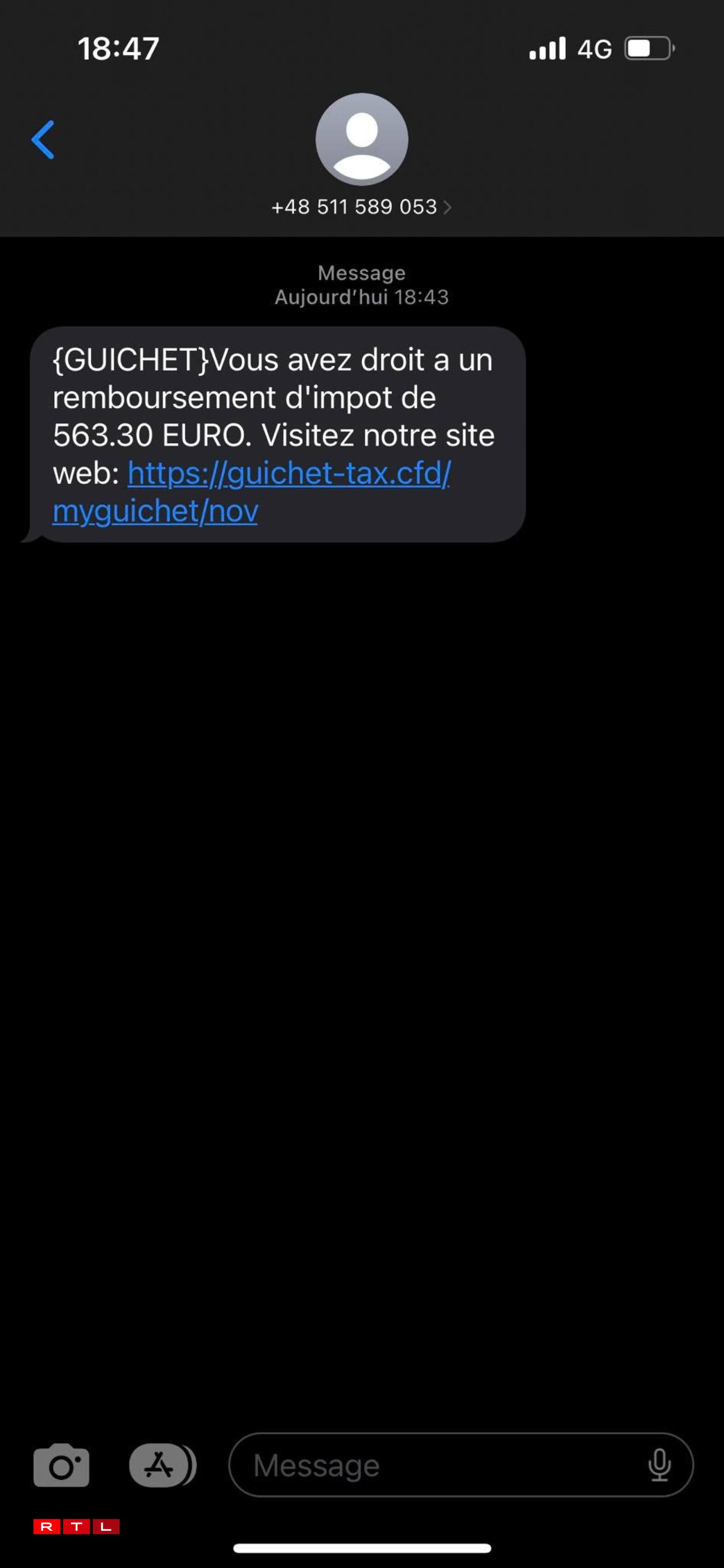 A message received at the end of November by a user of the POST network