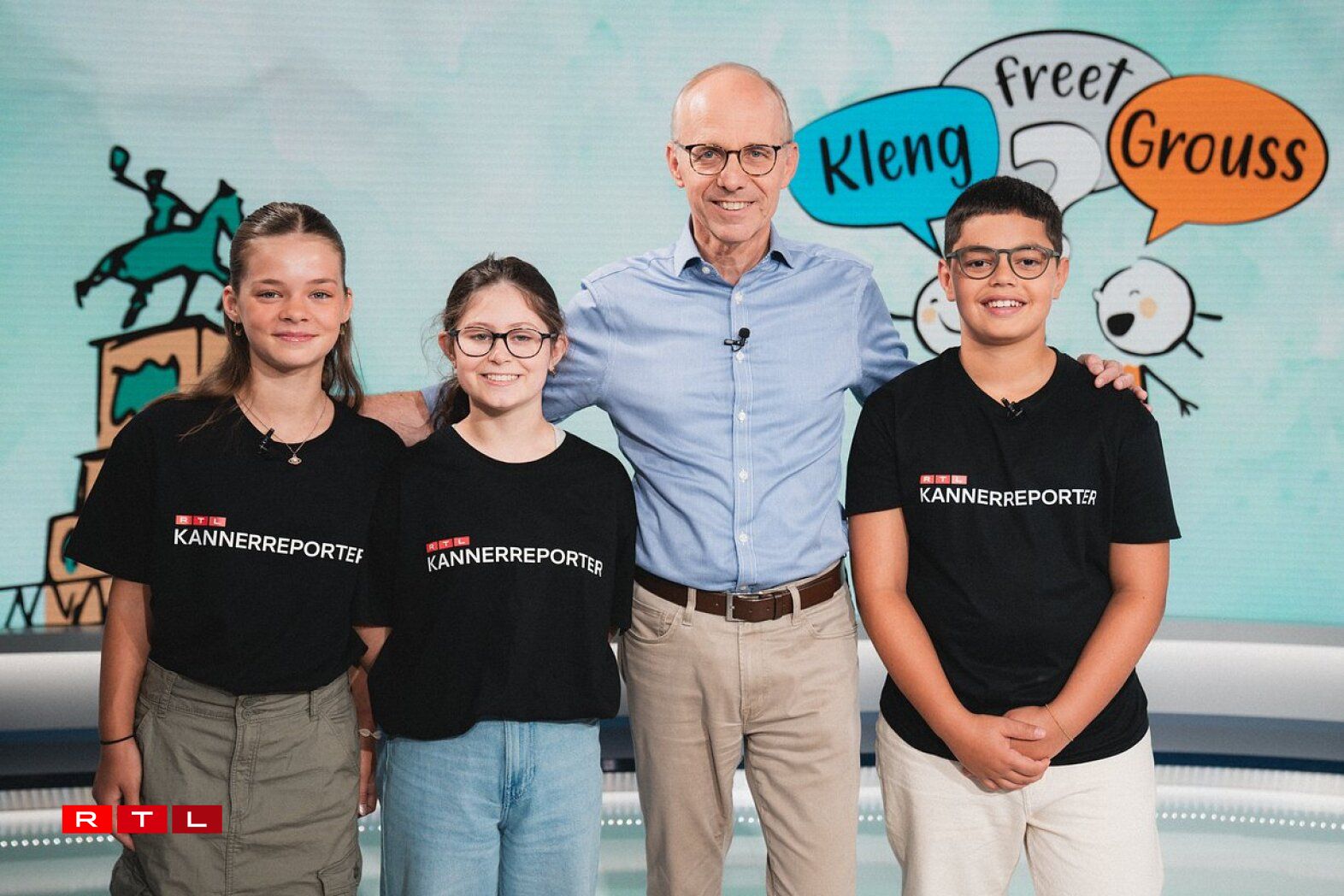 De Luc Frieden vun der CSV gouf vun de Kannerreporter Zoé, Ivan a Julie interviewt.