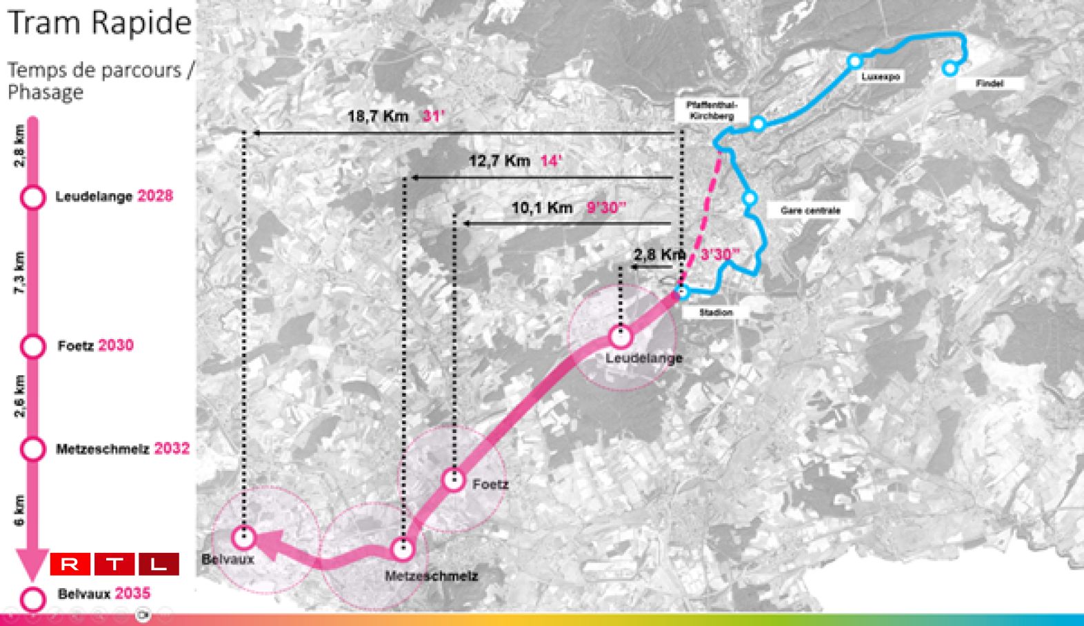Le tracé prévu pour le tram rapide