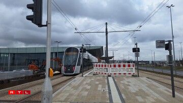 The tram in front of Luxembourg Airport on 28 February 2025.