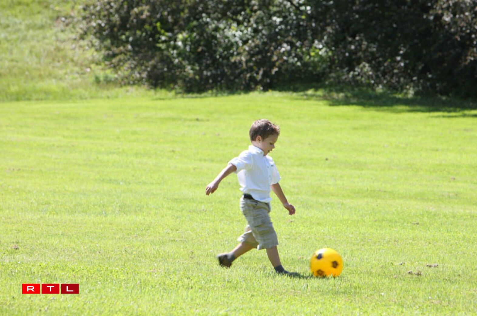Prince Gabriel practising his football skills at Castle Berg.