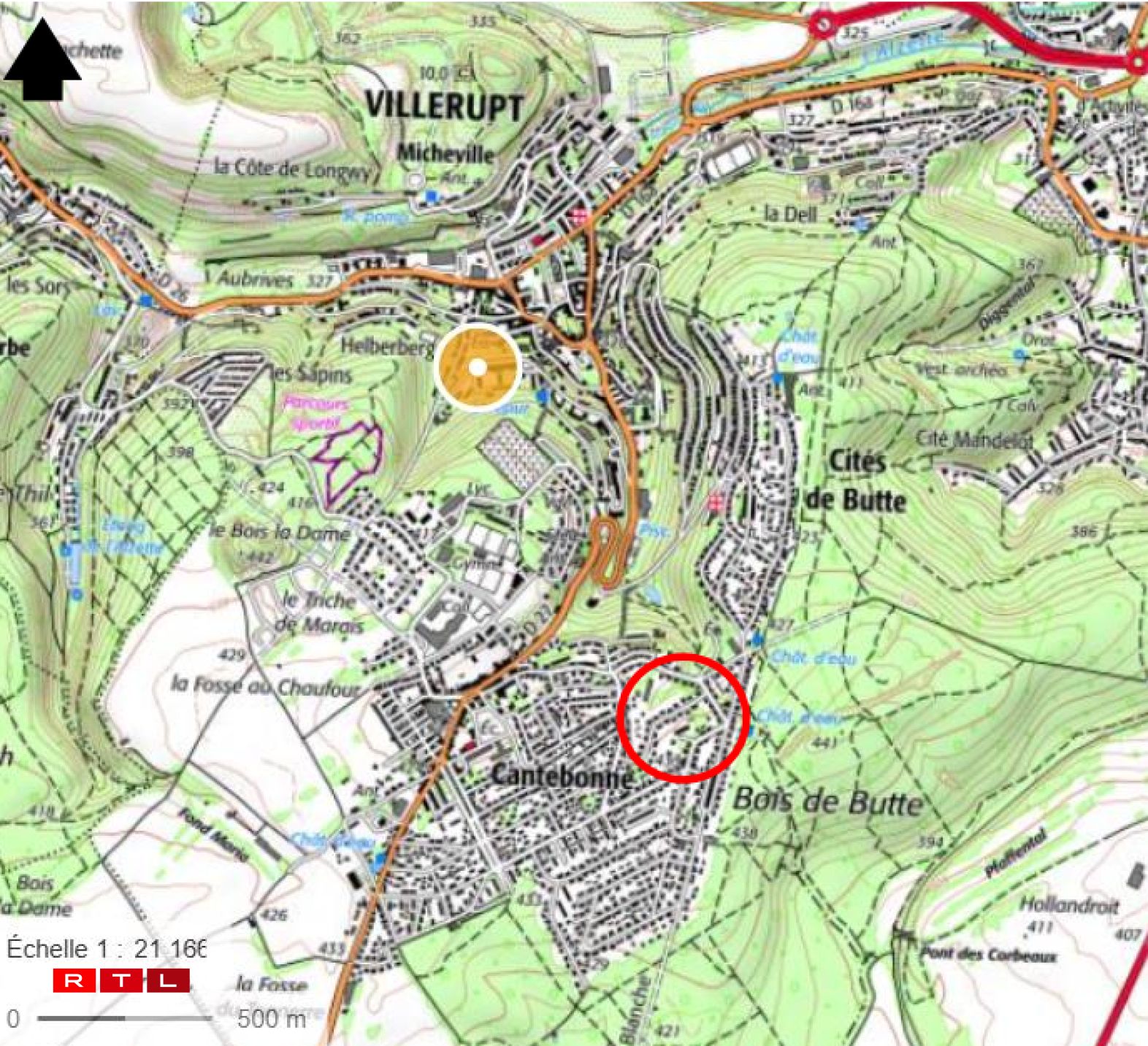 En rouge, le secteur où l'effondrement s'est produit en janvier.