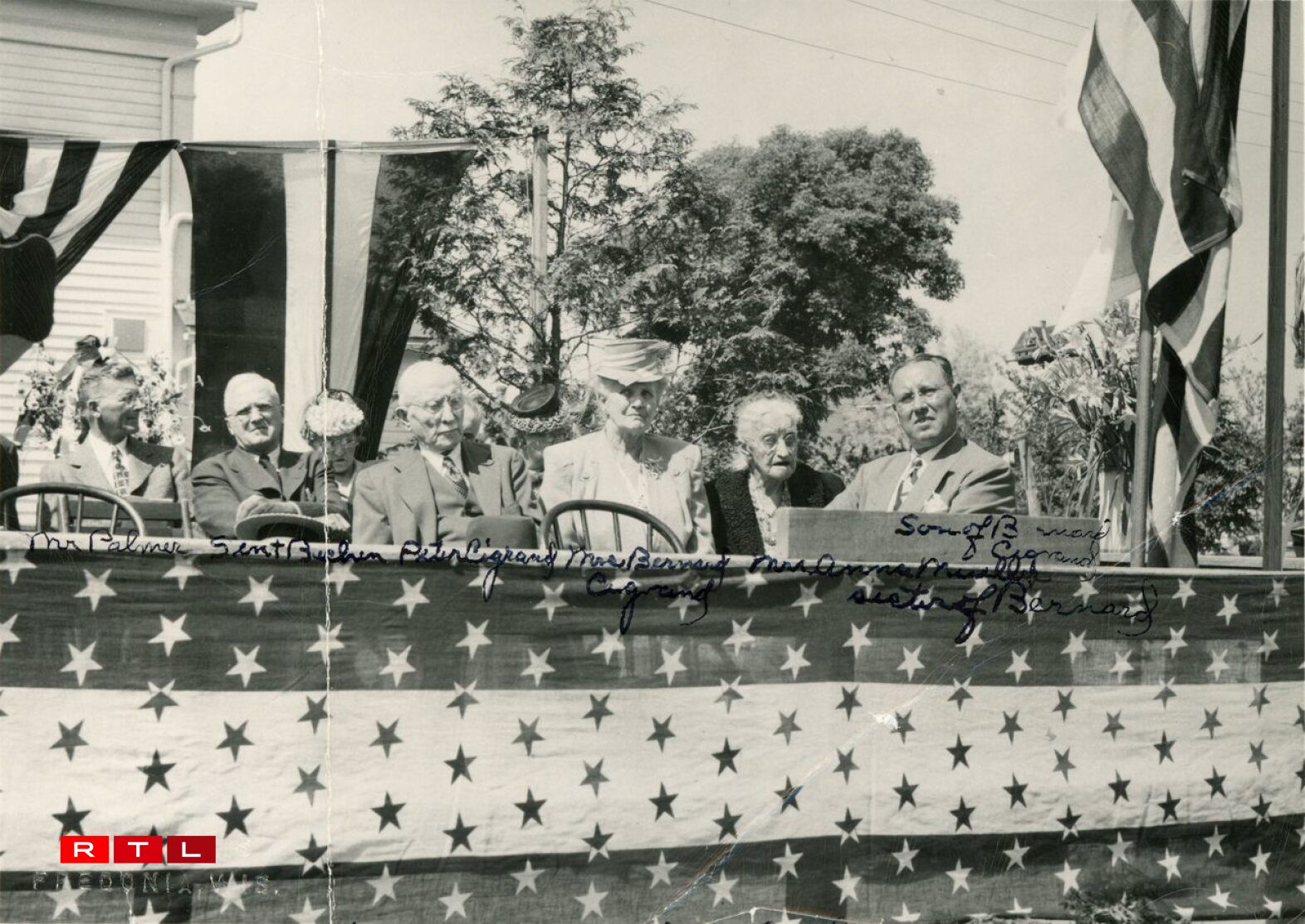 First Celebration of US Flag at the Restored Stony Hill School. Cigrand's wife and family members were present - 1953