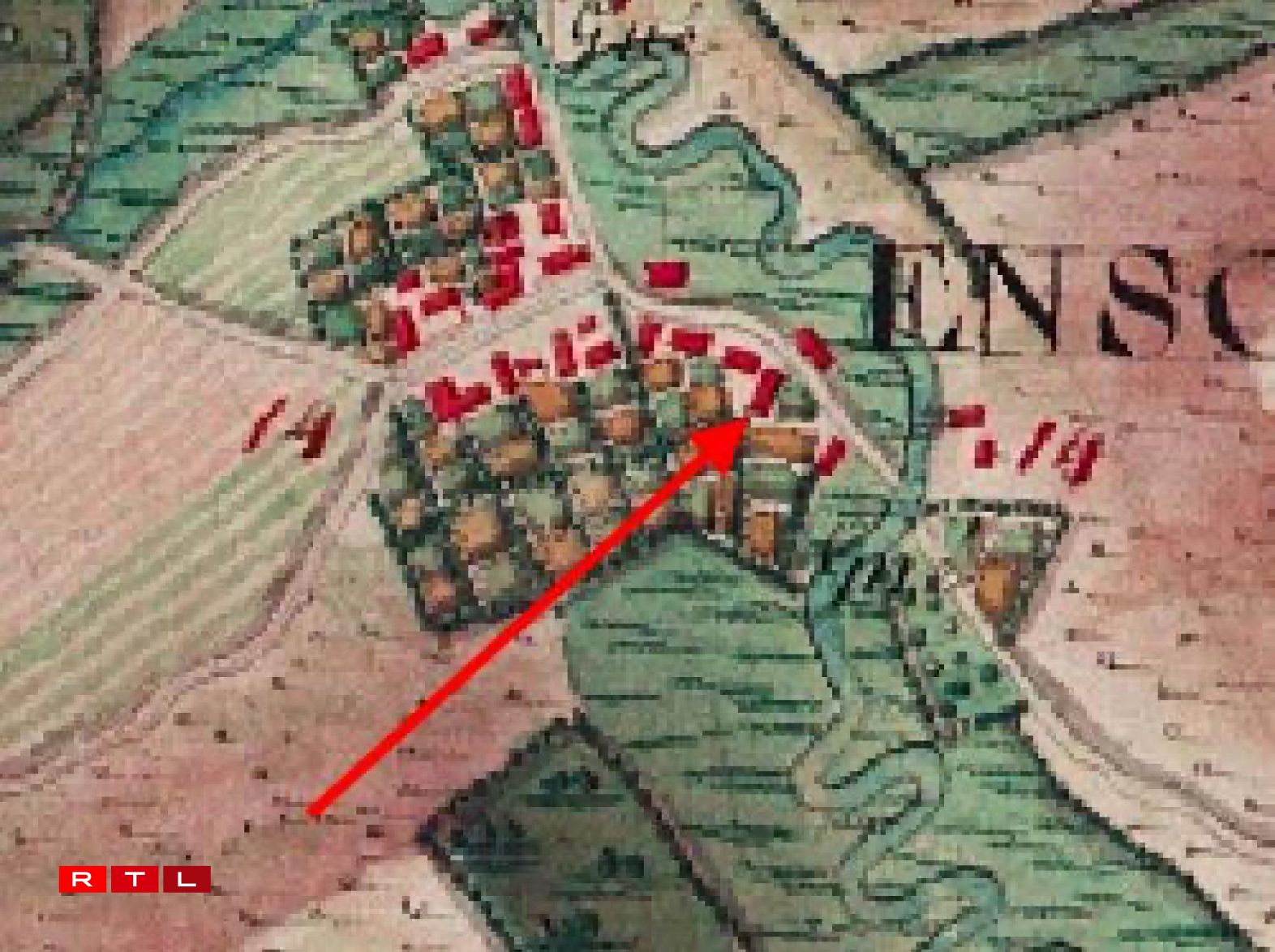 The farm depicted on a map from the 1770s.