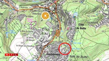 In red, the area where the collapse occurred in January.